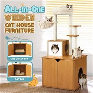 Detailed information about the product 2 In 1 Cat Tree Litter Box Enclosure Scratching Post Tower Kitty Play House Pet Furniture Bed Condo Hammock Entrance Cabin Toilet Washroom