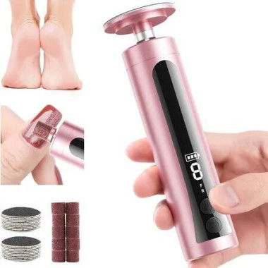 2 in 1 Electric Foot Callus Remover and Nail Filer, Cordless Foot Grinder with Digital Screen and 9 Adjustable Speeds, Pink