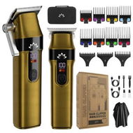 Detailed information about the product 2 In 1 Hair Clipper Kit Professional Mens Pompadour Carving Electric Trimmer 11 Guide Combs USB Charging