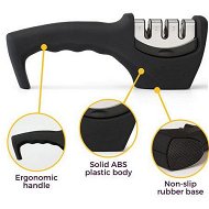 Detailed information about the product 2-in-1 Kitchen Knife Accessories: 3-Stage Knife Sharpener Helps Repair Restore And Polish Blades And Cut-Resistant Glove (Black)