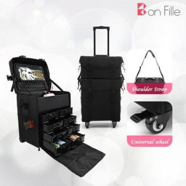 2 In 1 Make Up Case Trolley Professional Rolling Makeup Beauty Cosmetic Nylon