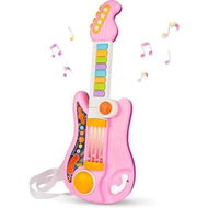 Detailed information about the product 2 in 1 Musical Instruments Piano Toy Electric Guitars with Strap Music Toys for Boys Girls Gifts (Pink)