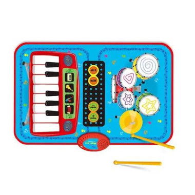 2 In 1 Musical Mat Piano Keyboard Drum Set Early Learning Educational Toy 2 Drumsticks Birthday Christmas Gift Presents