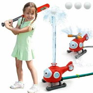 Detailed information about the product 2 In 1 Outdoor Water Spray Sprinklers T Ball Set,Backyard Spinning Airplane Sprinkler Toy Tee Ball Game,Sprays Up to 8ft High Attaches to Garden Hose