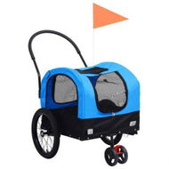 Detailed information about the product 2-in-1 Pet Bike Trailer and Jogging Stroller Blue and Black