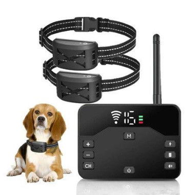 2 In 1 Pet Dog Electric Fence System Rechargeable Waterproof Receiver Adjustable Dog Training Collar Electric Fence Containment System For Two Dog