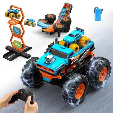 2 in 1 Remote Control Car with Transform Launcher Track, 1:16 RC Monster Truck Toys 2.4GHz for Kids Boys Girls Age 4 to 12