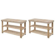 Detailed information about the product 2-in-1 Shoe Rack with Bench Top 2 pcs Solid Wood