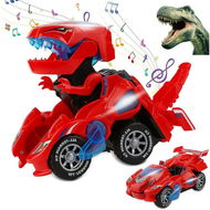 Detailed information about the product 2 In 1 Transforming Dinosaur LED Car Automatic Electric Toy Car Lamps For Kids Toddlers Ages 3+ (Red)