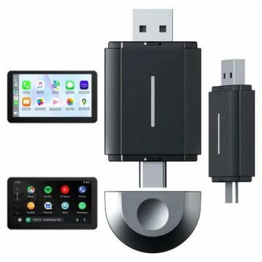 2 in 1 Wireless Carplay Adapter for Android Auto Adapter, Convert Wired CarPlay to Wireless CarPlay, Quick Auto Reconnect, Type-C/USB, Plug & Play