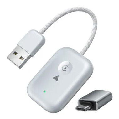 2 in 1 Wireless CarPlay Adapter iOS Android Auto USB, Type-C Dual Ports Wired to Wireless CarPlay Adapter(Silver)