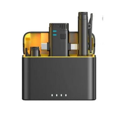 2 in 1 Wireless Lavalier Microphone for iPhone iPad Android with Charging Case Noise Cancellation Plug-Play Clip on Lapel Mic for Recording,Live Streaming