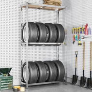 Detailed information about the product 2-Layer Tire Rack Silver 110x40x180 Cm Steel