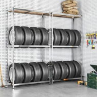 Detailed information about the product 2-Layer Tire Racks 2 Pcs Silver 110x40x180 Cm Steel