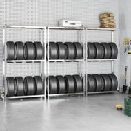 Detailed information about the product 2-Layer Tire Racks 3 pcs Silver 110x40x180 cm Steel