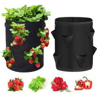 Detailed information about the product 2 Pack 10 Gallon Strawberry Planter With 8 Sides Grow Pockets Breathable Non-woven Fabric Reinforce Handle Plant Grow Bags For Garden Strawberries Flowers