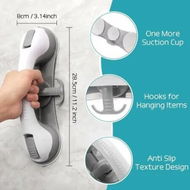 Detailed information about the product 2-Pack 12-Inch Shower Grab Bars with 3 Strong Suction Cups and Hooks for Seniors, Elderly, and Handicap