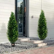 Detailed information about the product 2 Pack 4' Artificial Cedar Topiary Tree Faux Plant UV Decor In/Outdoor