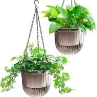 Detailed information about the product 2-Pack 6.5 Inch Self-Watering Hanging Planters with 3 Hooks, Drainage Holes for Indoor and Outdoor Use (Grey)