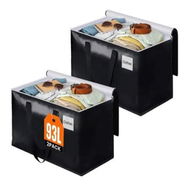 Detailed information about the product 2 Pack 69x35x38cm Black Zippered Woven Reinforced Handles Moving Bag Ideal For Moving Storage And Organizing Large Items