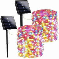 Detailed information about the product 2-Pack 80FT 200 LED Solar String Lights,Waterproof Solar Fairy Lights with 8 Lighting Modes,Solar Outdoor Lights (Multi-Color)