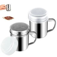 Detailed information about the product 2 Pack 8*5.5cm Stainless Steel Powder Sprinklers with Handles Fine Perforations Rust Proof Dishwasher Safe