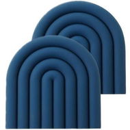 Detailed information about the product 2-Pack Aesthetic Silicone Trivets For Hot Pot Holders Modern Heat Resistant Mats For Countertop Hot Pads Spoon Rest (Dark Blue)