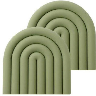 2-Pack Aesthetic Silicone Trivets For Hot Pot Holders Modern Heat-Resistant Mats For Countertop Hot Pads Spoon Rest (Muted Green)