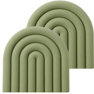 Detailed information about the product 2-Pack Aesthetic Silicone Trivets For Hot Pot Holders Modern Heat-Resistant Mats For Countertop Hot Pads Spoon Rest (Muted Green)