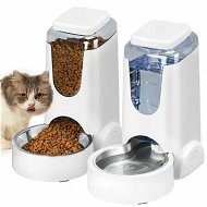 Detailed information about the product 2 Pack Automatic Cat Feeder and Water Dispenser with Stainless Steel Bowl Dog Gravity Food Feeder and Waterer for Small Medium Pets Puppy Kitten(White)