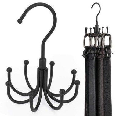 2 Pack Belt Hanger Closet Accessories Organizer 24 Storage Capacity, Hanging Holder Storage Hook for Belt Tie Clothes Bags Hats(Blackï¼‰