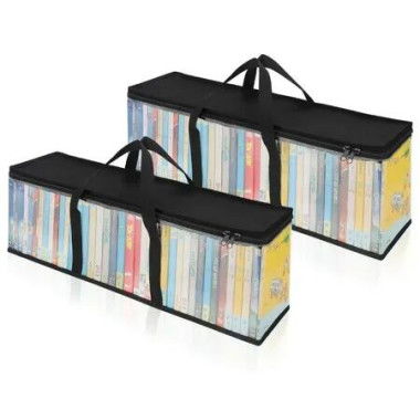 2 Pack CD Book Storage Bags Organizer Bag for DVDs/CDs/Video Game Discs,Book,Photo Albums,Stuffed Animals,Clothing With Handles