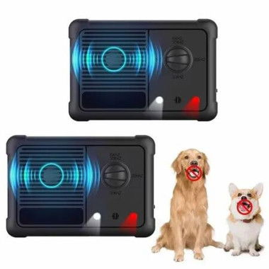2 Pack Dog Bark Deterrent Devices Ultrasonic Anti Barking Auto Dog Barking Silencer Rechargeable Control with 3 Modes for Indoor Outdoor