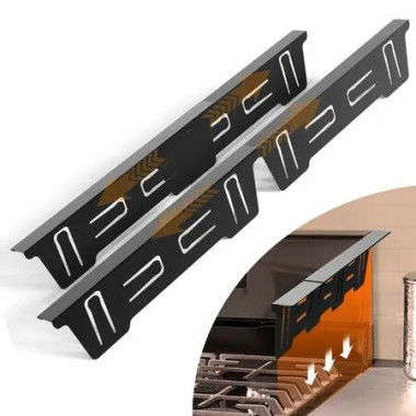 2 Pack Expandable Stainless Steel Stove Counter Gap Covers,Retractable to Fill the Gap Between Stove and Countertop Color Black