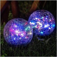 Detailed information about the product 2 Pack Garden Solar Lights, Outdoor Decorative Colored Cracked Glass Solar Globe Lights, Waterproof Multicolor LED Ball Lights for Yard Patio Halloween Christmas Decorations