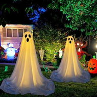 Detailed information about the product 2 Pack Halloween Spooky Ghost Halloween Decor with Light Strings Easy to Assemble Ghost Decorations for Front Porch Yard