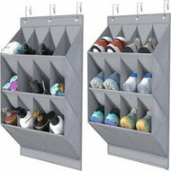 Detailed information about the product 2 Pack Hanging Shoe Organizer12 Large Pockets And 2 Larger Storage Compartments With 6 Hooks Shoe Storage Rack Organize Grey