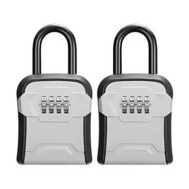 2 Pack Key Lock Box Wall Mount and Portable Combination Lockbox with Resettable Code,Security Lockbox for Outside House Keys,Spare Keys Storage