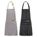 2 Pack Kitchen Cooking Aprons,Adjustable Bib Soft Chef Apron with 2 Pockets for Men Women (Black/Brown Stripes). Available at Crazy Sales for $14.99
