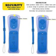 Detailed information about the product 2-Pack Nunchuck Set and Controller for Wii U Consoles with Silicone Cases and Wrist Straps (Blue)