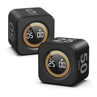 Detailed information about the product 2 Pack Pomodoro Cube Visual Timer,5,10,25,50 Min Rotating Countdown,Customize Countup Silent Mode,for Work Study Cook Workout Kitchen(Black)