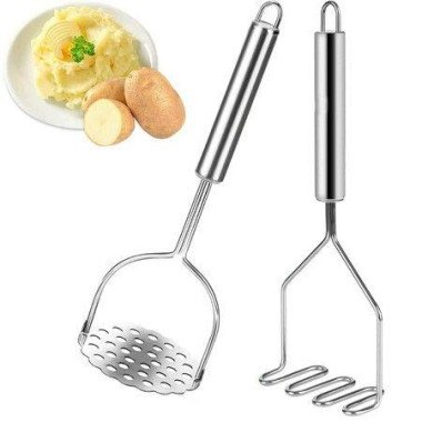 2 Pack Potato Masher - Heavy Duty Stainless Steel Potato Masher Kitchen Tool For Avocado Mashed Potatoes Beans Vegetables Etc.