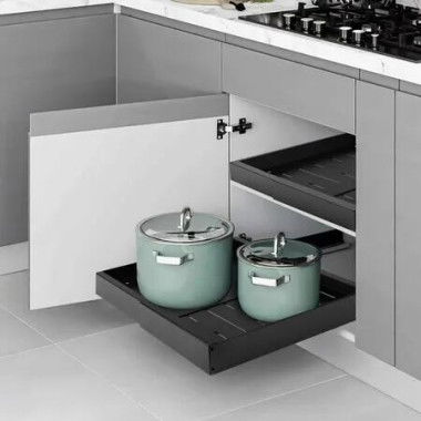 2 Pack Pull Out Drawers for Cabinets Expandable Organizer Adhesive Slide Out Drawers Shelves for Kitchen Cabinets Adjustable Width 32cm to 52cm