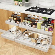 Detailed information about the product 2 Pack Pull Out Drawers for Cabinets Expandable Organizer Adhesive Slide Out Drawers Shelves for Kitchen Cabinets Adjustable Width 32cm to 52cm