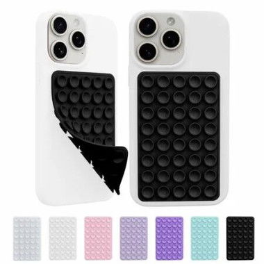 2 Pack Silicone Octo Cup Buddy Sticky Grip Holder,Silicone Suction Cup Phone Case Mount Double Sided,Hands-Free Phone Accessories (Black)