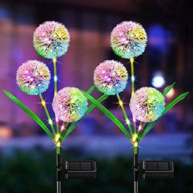 2-Pack Solar Dandelion Lights Outdoor 36 LED Waterproof Solar Christmas Garden Stake Lights