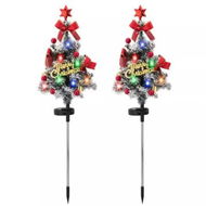 Detailed information about the product 2 Pack Solar LED Christmas Tree Ground Lights Ideal For Outdoor Courtyard And Garden Decorations