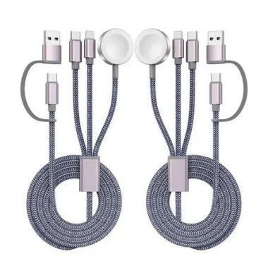 2 Pack Travel Essentials 3in2 Multi Fast Charging Cable for iPhone Apple Watch Charger Series X Portable TypeC Lightning Cable
