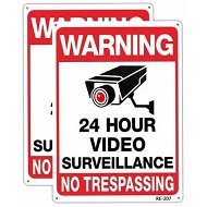 Detailed information about the product 2 Pack Warning Security Cameras in Use Video Surveillance Sign No Trespassing Sign 20x30 Tin plate Iron UV Ink Printed,Durable Weatherproof