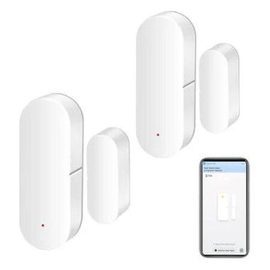 2 Pack Wireless Window Sensor with App Notification Alert, Contact Sensor for Home Security, Compatible with Alexa Google Assistant